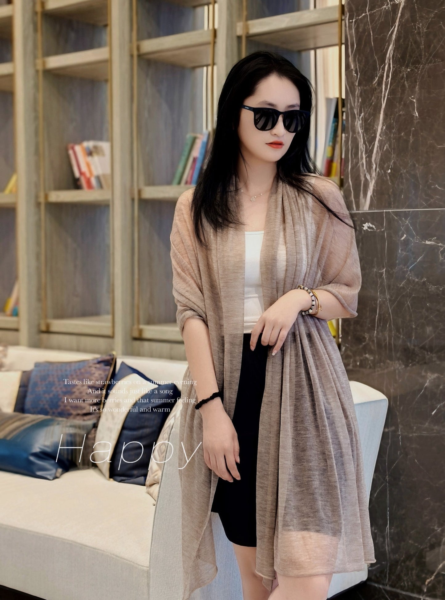 Lightweight Knitted Pure Cashmere Shawl