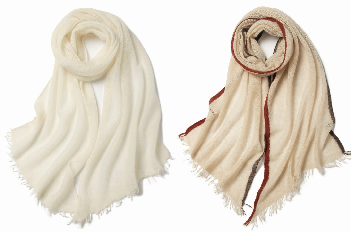 Knitted Pure Cashmere Scarf with Fringe