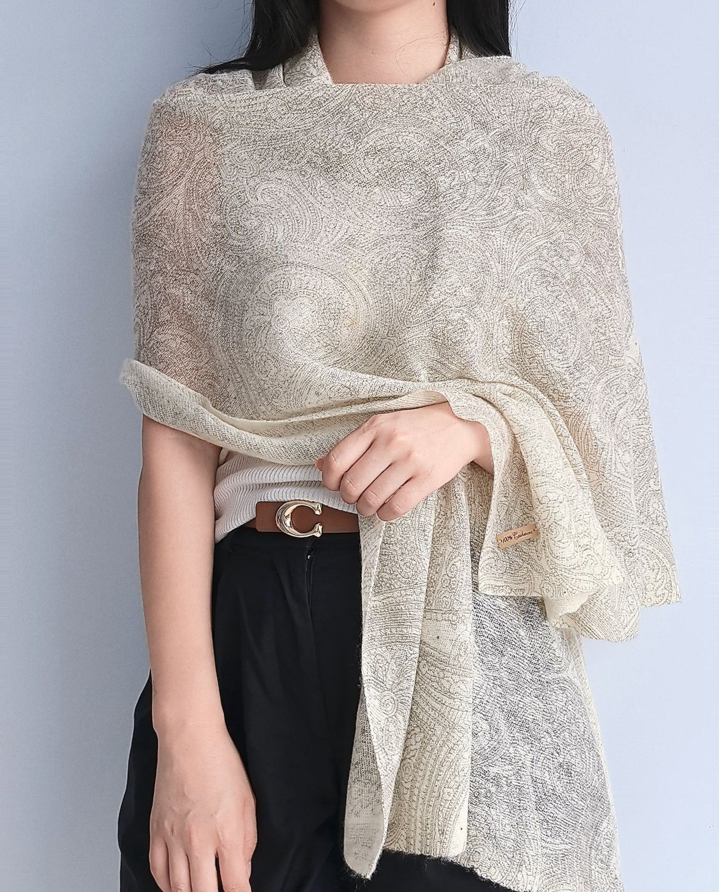 Jacquard Woven Pure Cashmere Scarf