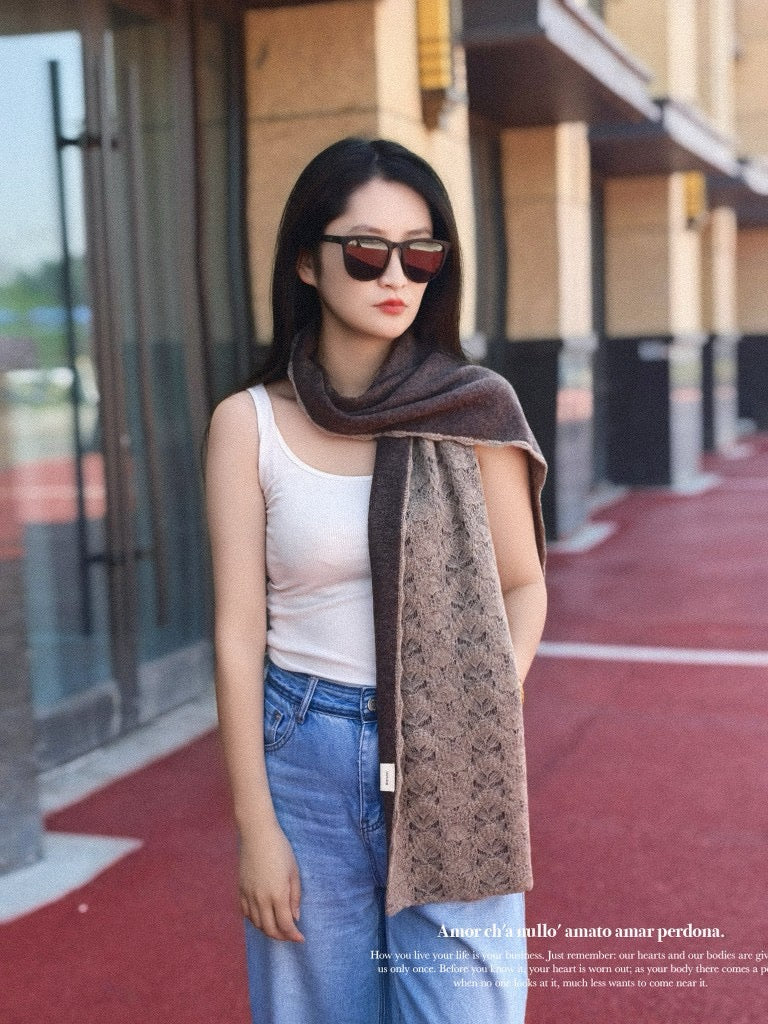 Double-Knitted Pure Cashmere Scarf with Dual Colors