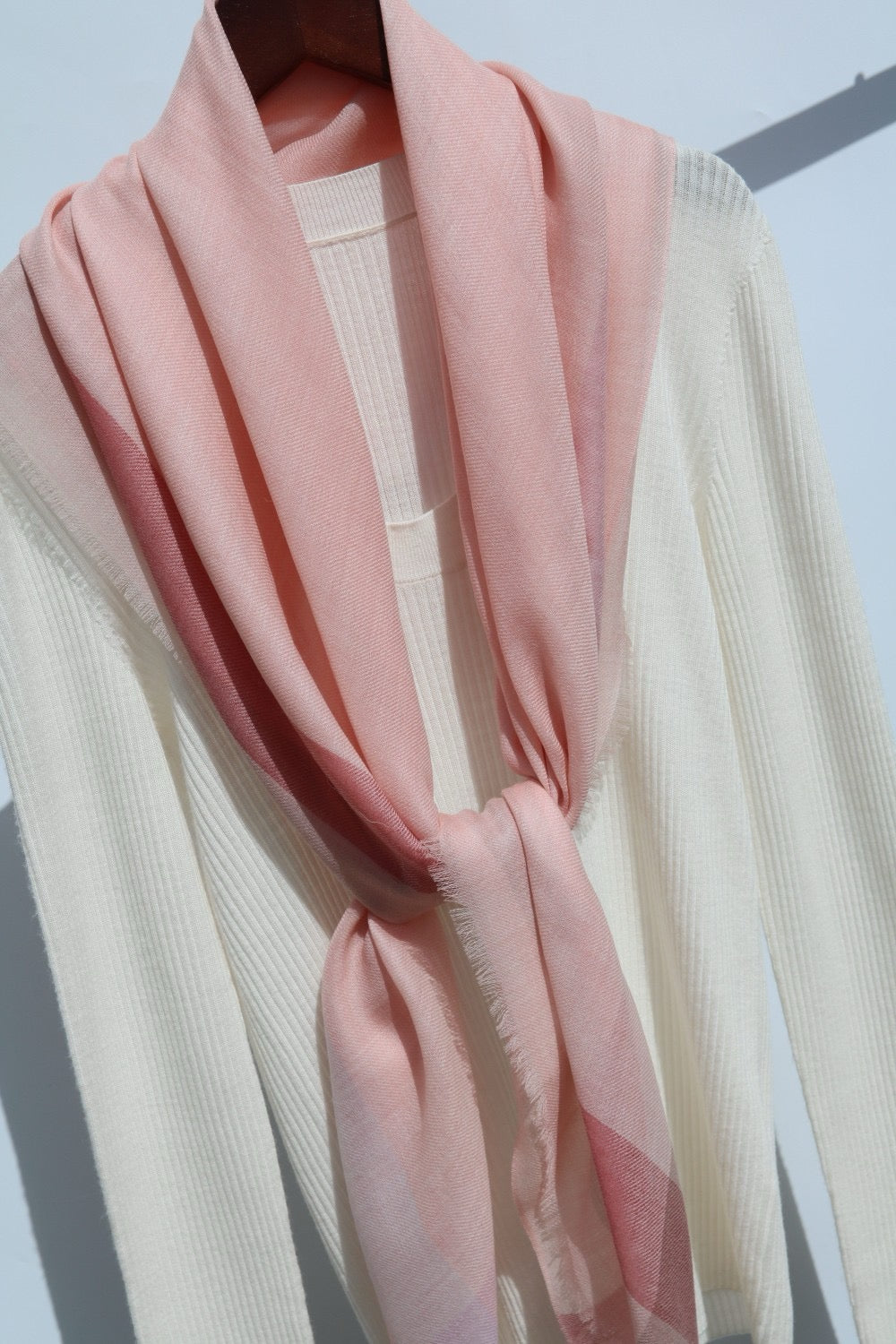 Pastel Color Cashmere Shawl with Creamy Touch