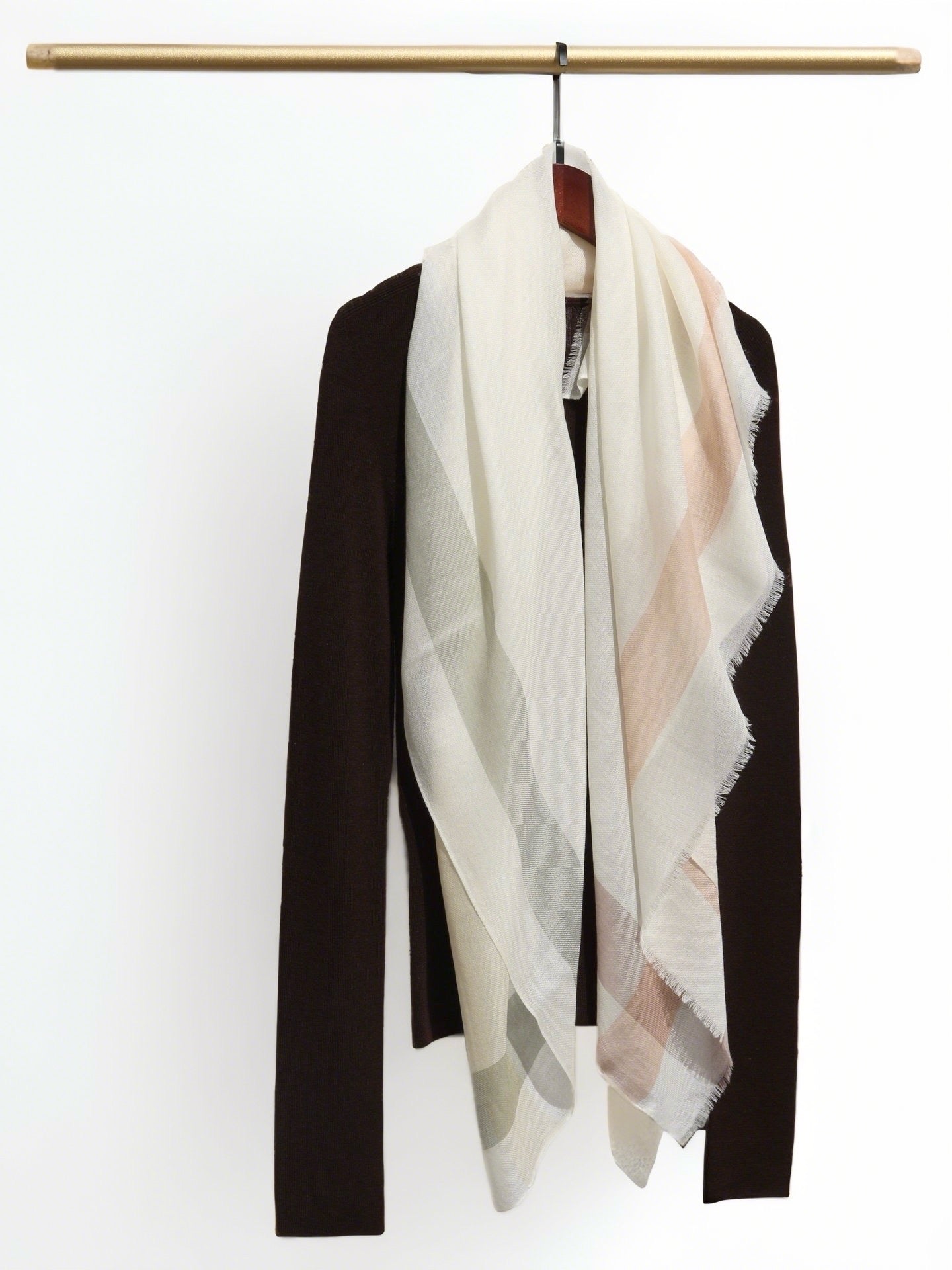 Pastel Color Cashmere Shawl with Creamy Touch