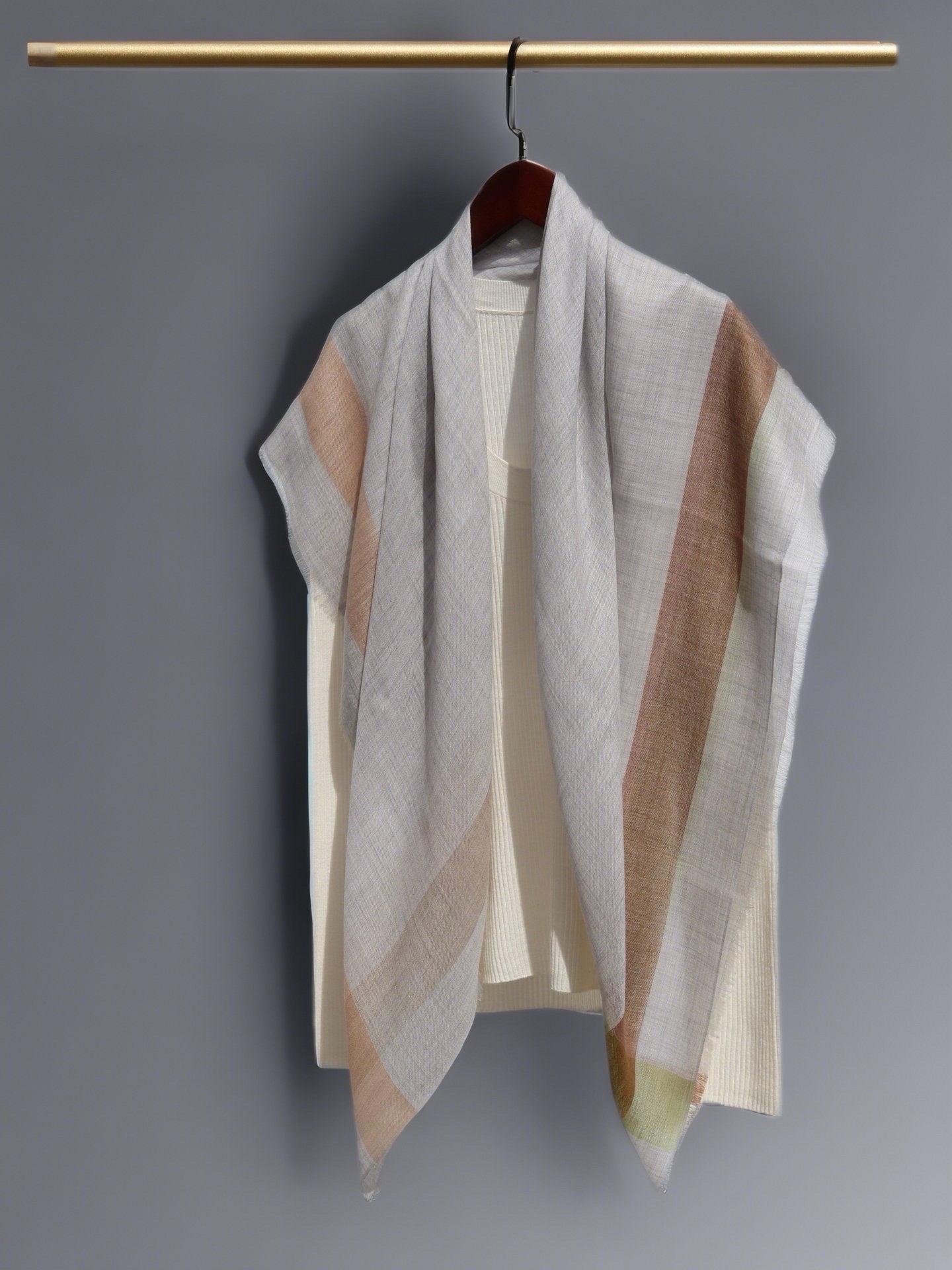 Pastel Color Cashmere Shawl with Creamy Touch