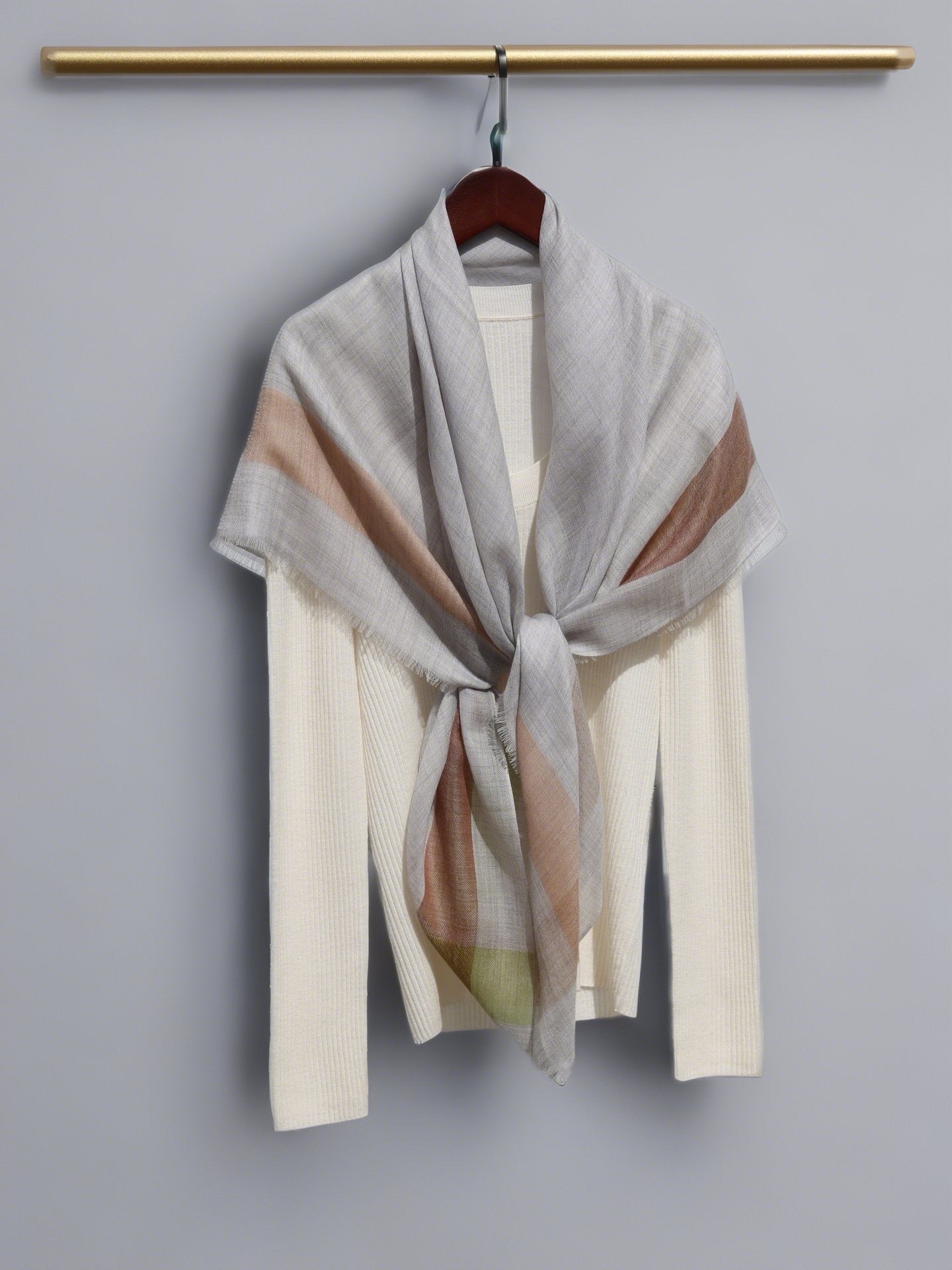 Pastel Color Cashmere Shawl with Creamy Touch