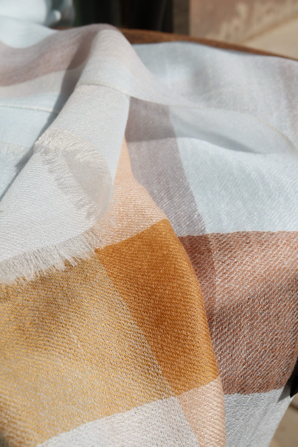 Pastel Color Cashmere Shawl with Creamy Touch