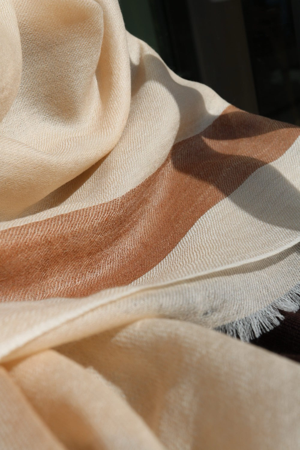 Pastel Color Cashmere Shawl with Creamy Touch